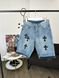 Denim shorts with crosses, M