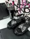 Black sandals with badge, In stock, 39