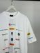 White T-shirt with multi-colored inscriptions, S