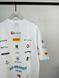 White T-shirt with multi-colored inscriptions, L