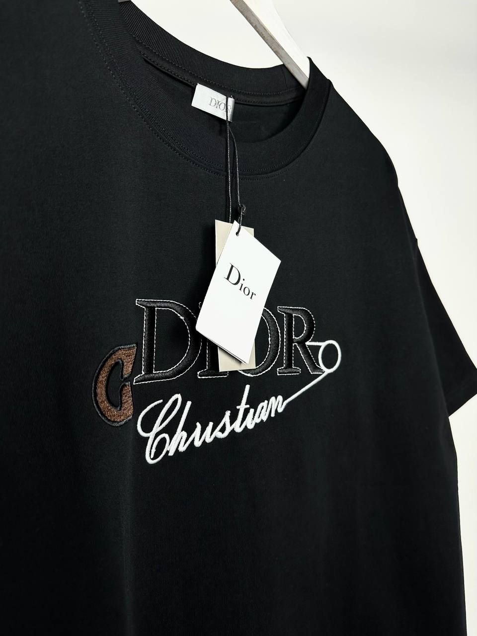 Black T-shirt with black lettering, S