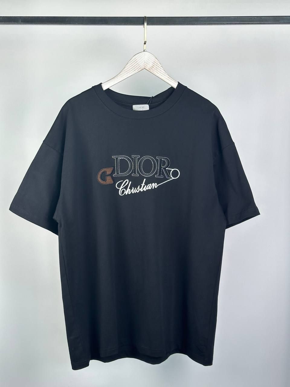 Black T-shirt with black lettering, S