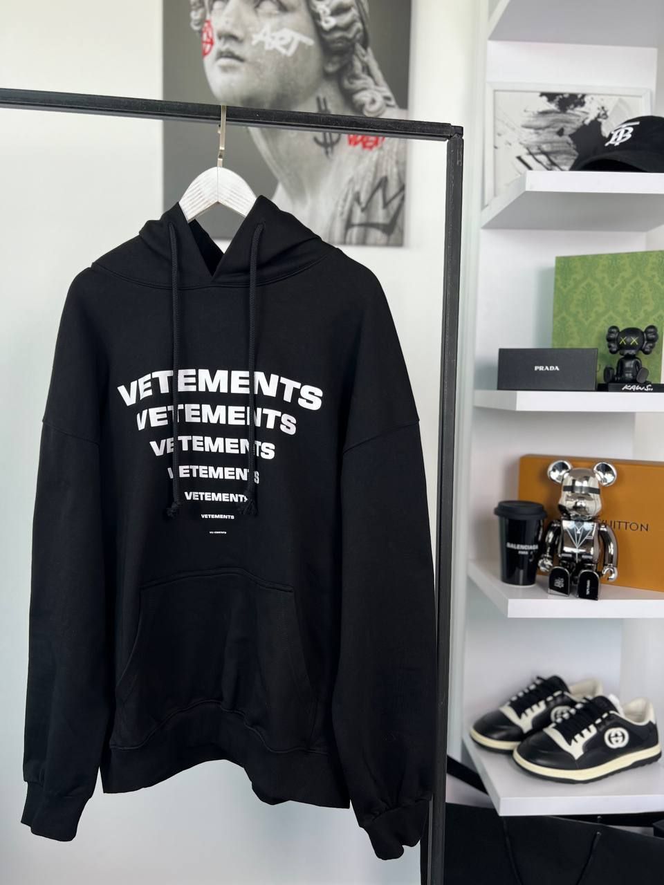 Black hoodie with white lettering, XL