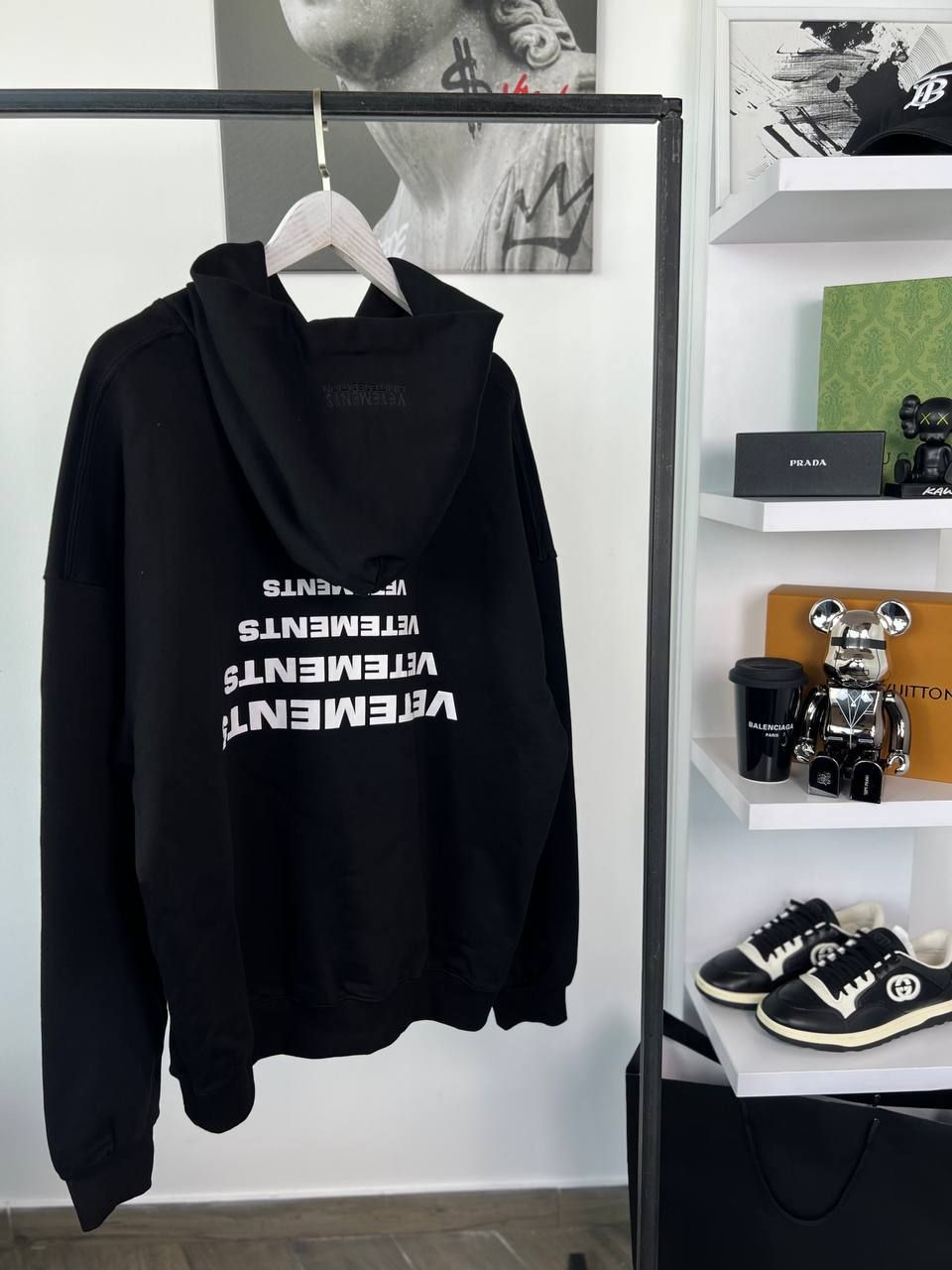 Black hoodie with white lettering, S