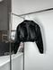 Black leather cropped bomber jacket, M