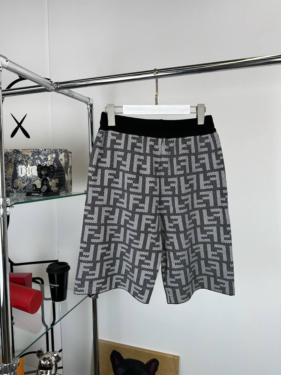 Black shorts with white logo FF, XL