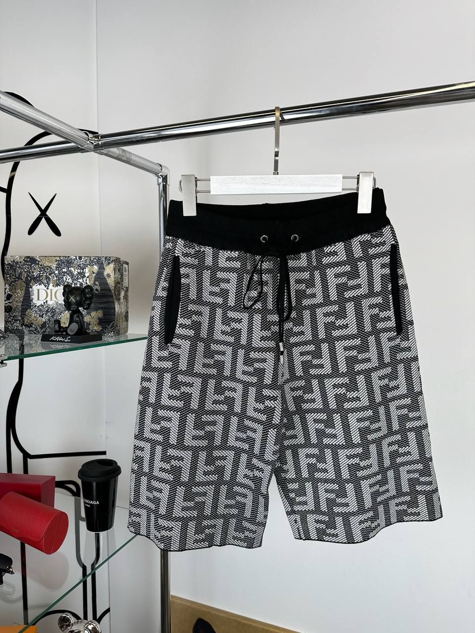 Black shorts with white logo FF, S