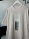 Beige T-shirt with gray print, S