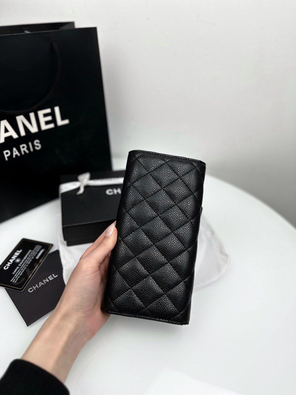 black glossy leather wallet, In stock