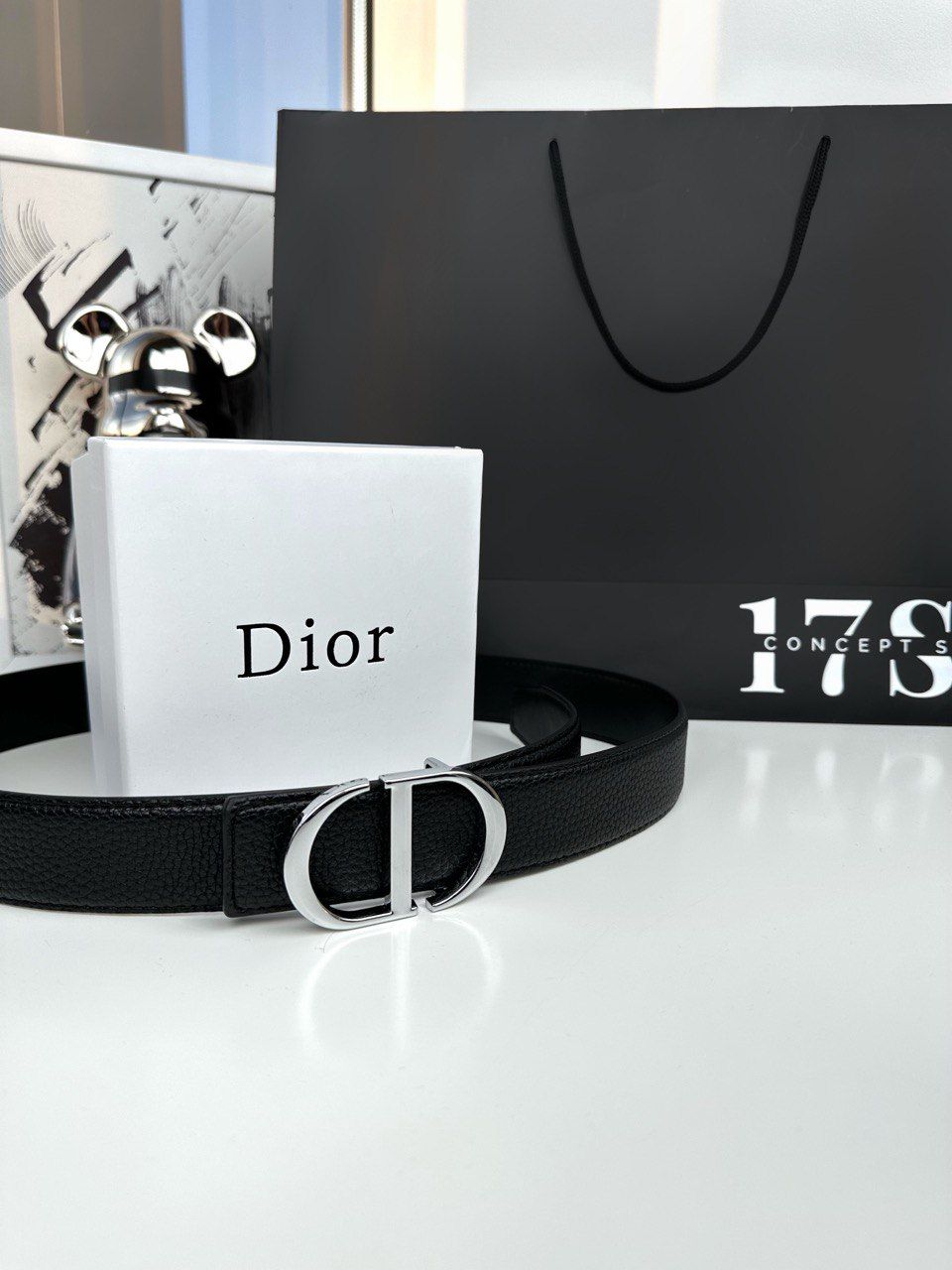 Belt black with silver buckle, Out of stock