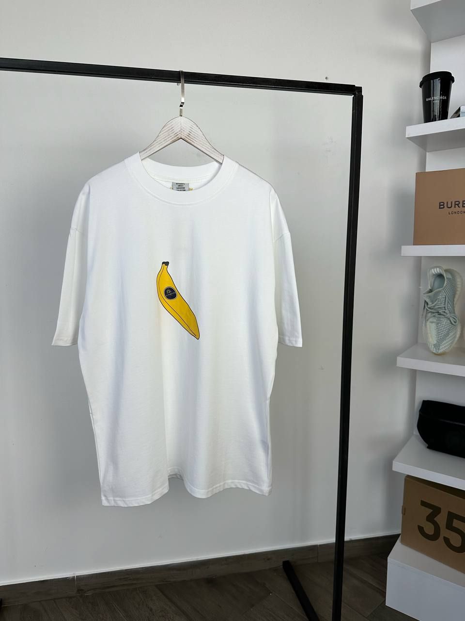 White T-shirt with banana, S