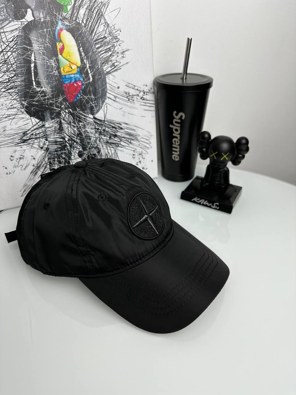 Cap black with logo, In stock