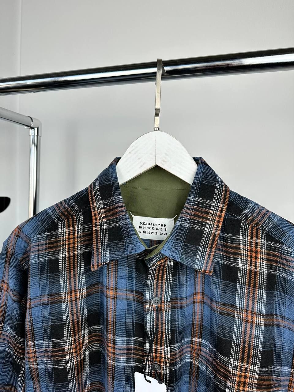 Blue shirt with brown check, S