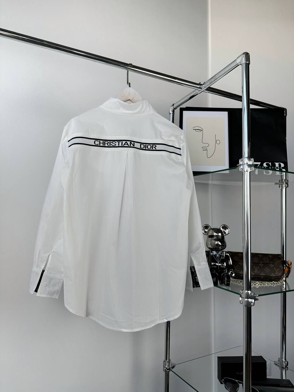 white shirt with back logo, L