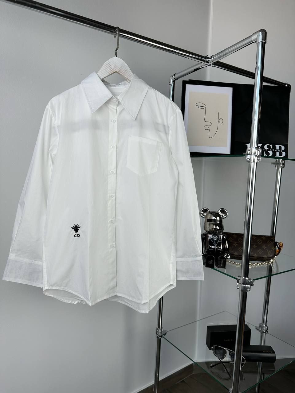 white shirt with back logo, S