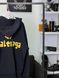 Zip hoodie in blue with yellow lettering, S