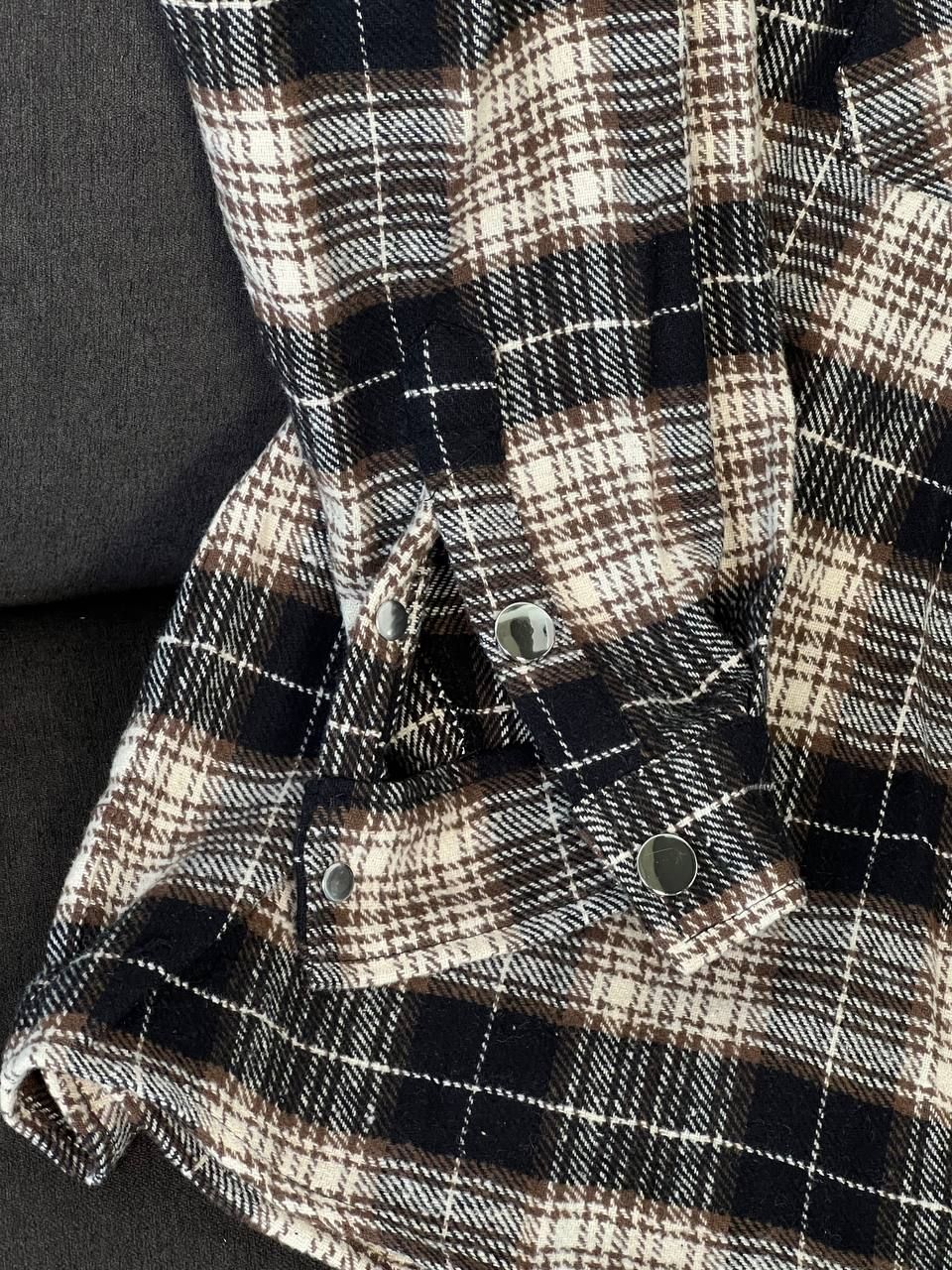 Brown shirt with white plaid, S