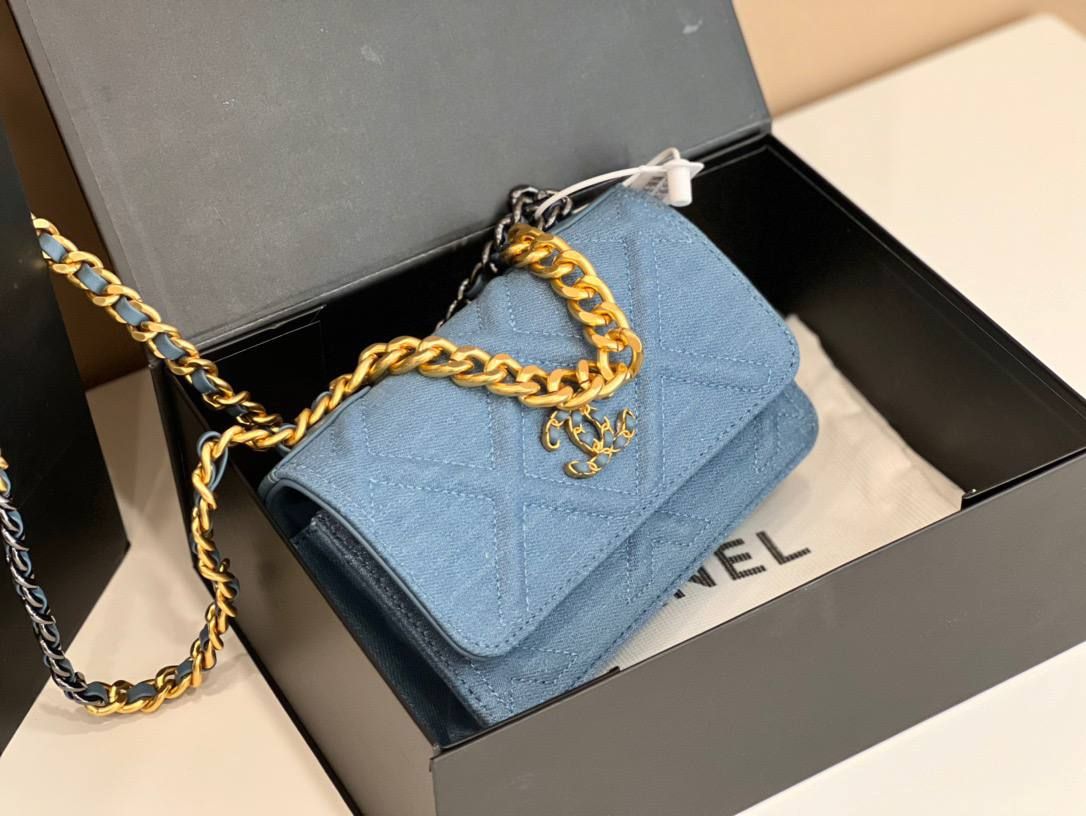 22p gold blue denim bag, Out of stock