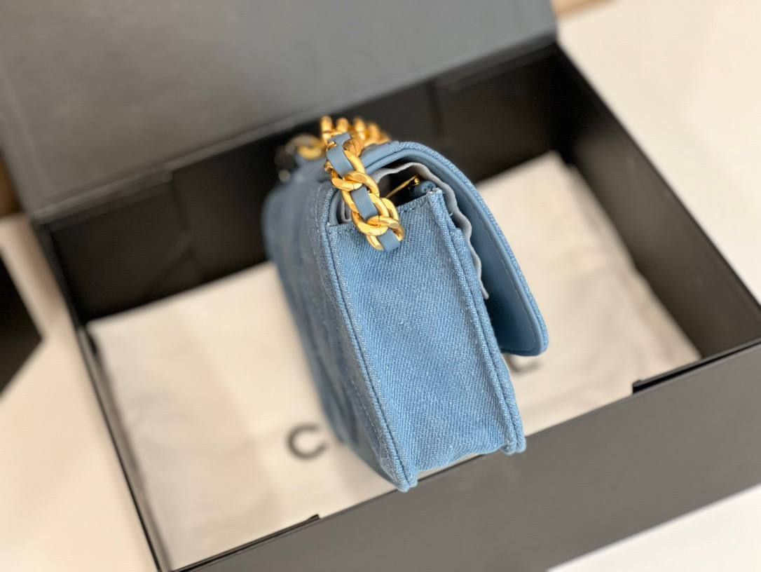 22p gold blue denim bag, Out of stock