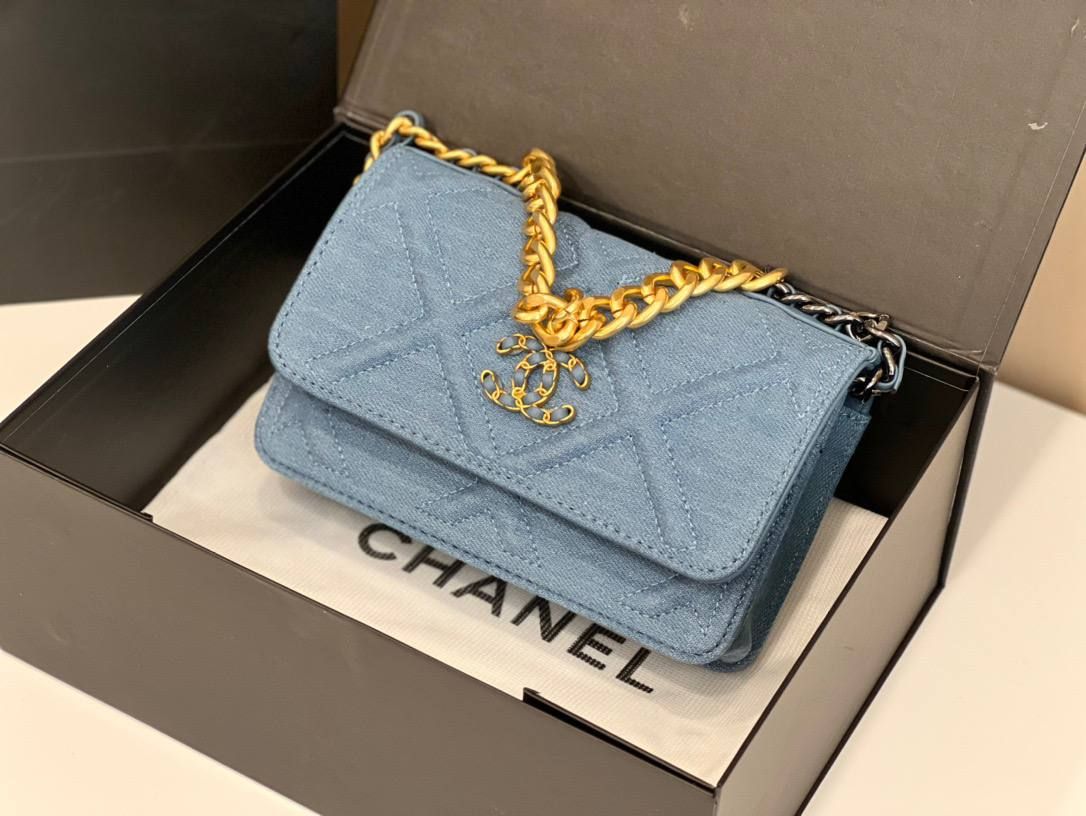 22p gold blue denim bag, Out of stock