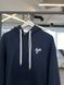 Dark blue hoodie with logo on the back, S