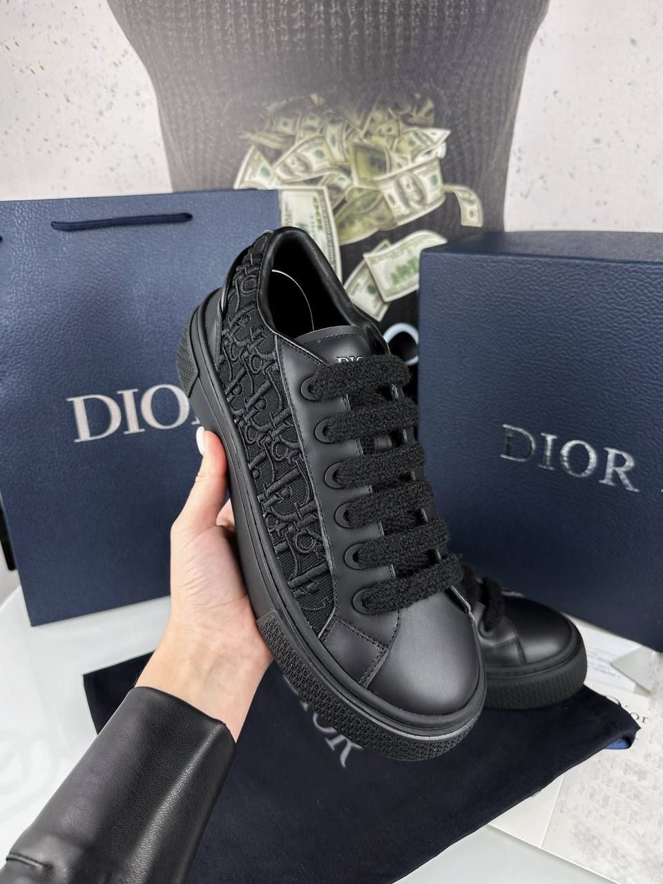 Black sneakers with black logos, Out of stock, 36