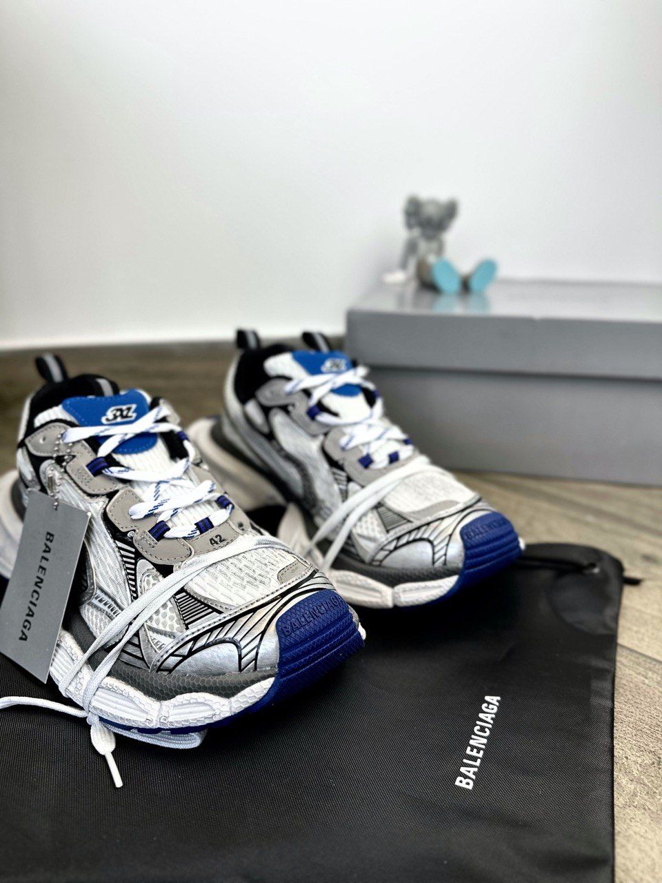 Sneakers 3XL White Silver Blue, In stock, 45