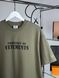 Khaki T-shirt with lettering on front, S