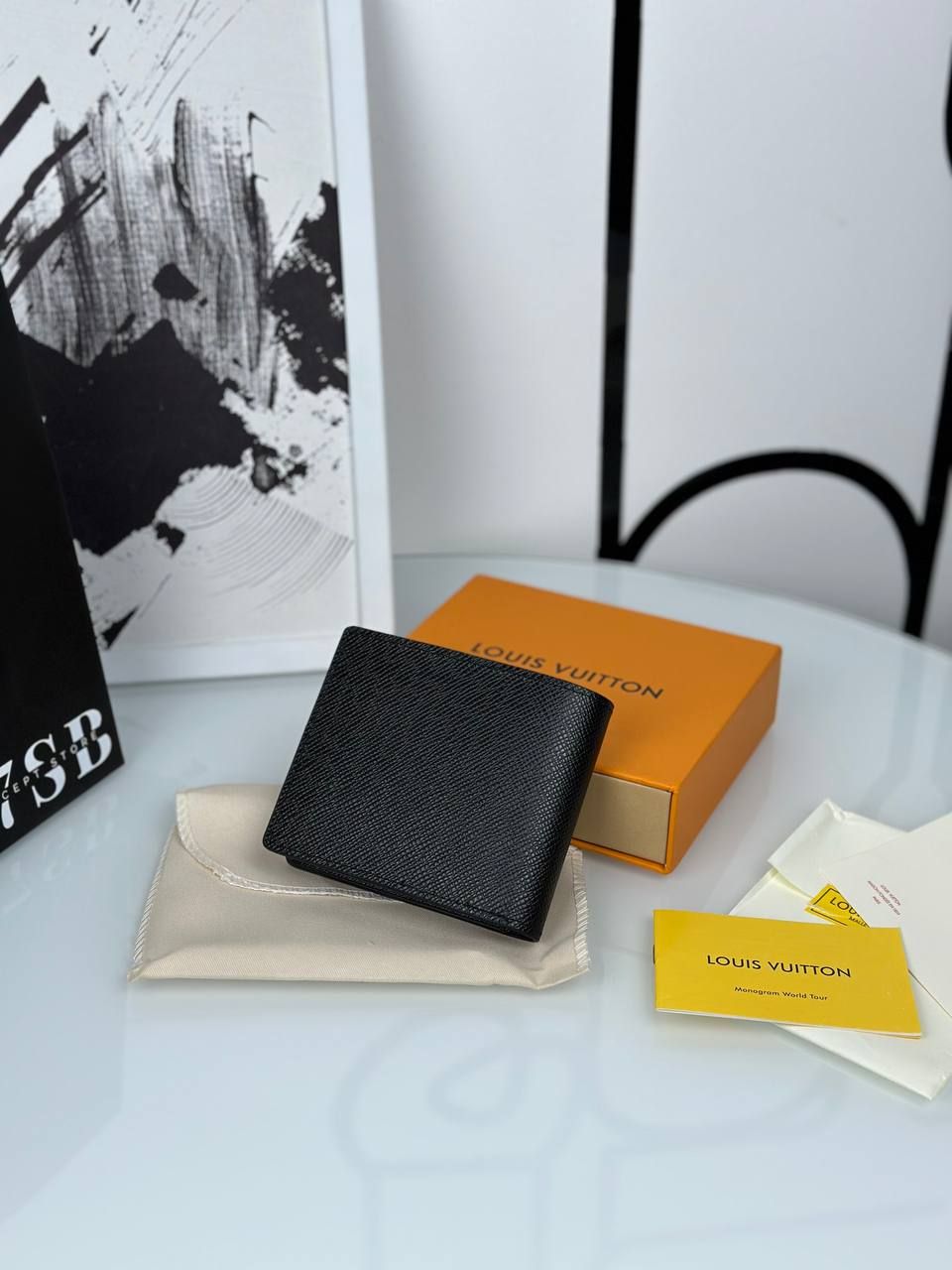 Black wallet with black logo, In stock