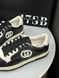 Black sneakers with white sole and embroidered logo, In stock, 45