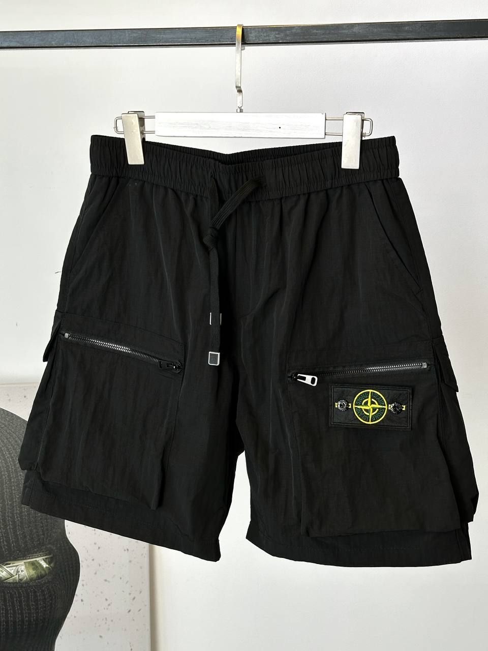 Black raincoat shorts with pockets, ХXL