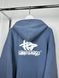 Blue hoodie with white lettering, XS