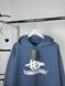 Blue hoodie with white lettering, L