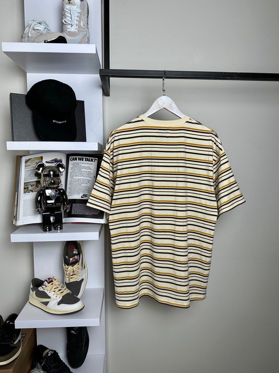 Beige striped T-shirt, S