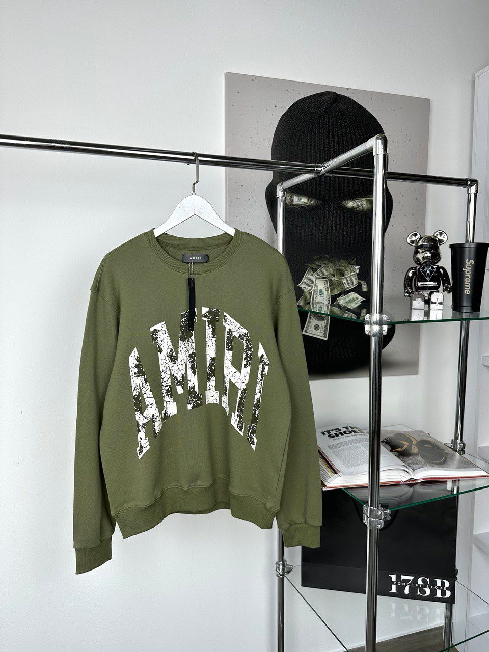 sweatshirt green, lettering with print, S