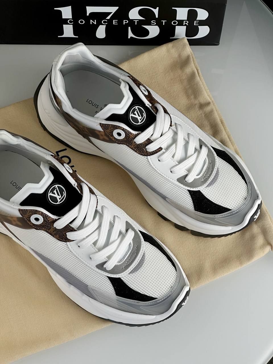 Sneakers white with brown insert, Out of stock, 36