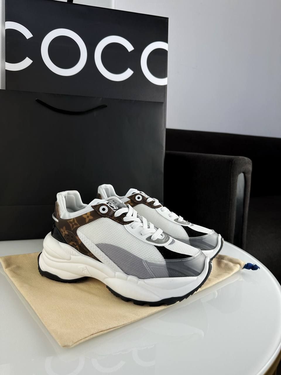 Sneakers white with brown insert, Out of stock, 36