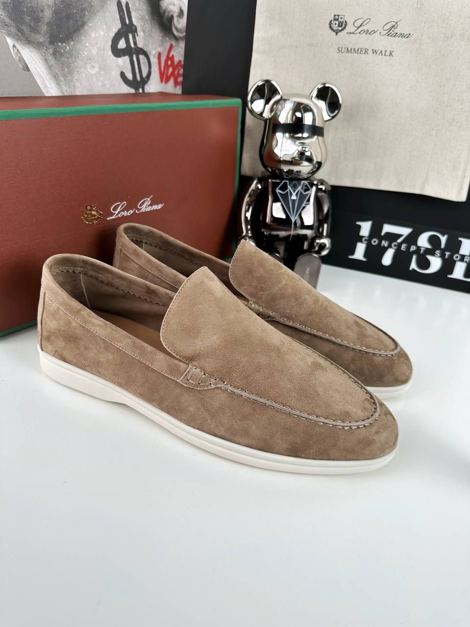 Beige suede loafers, In stock, 45