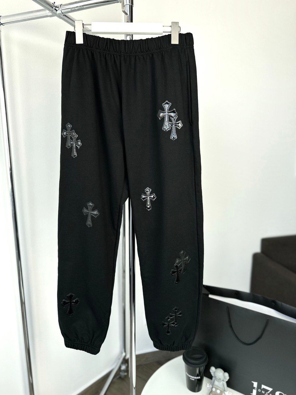 Black pants with crosses, S