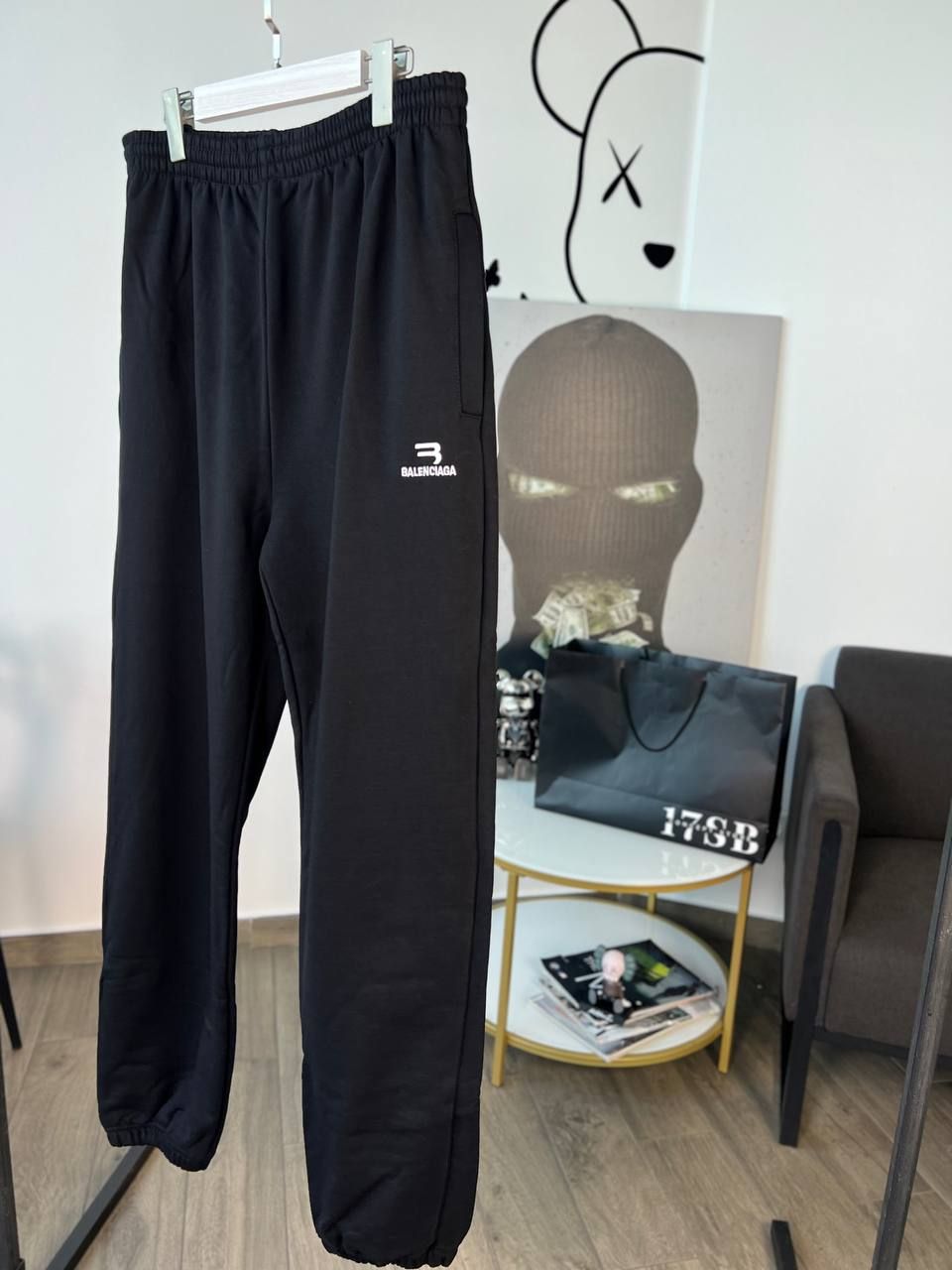 Black pants with white logo, L