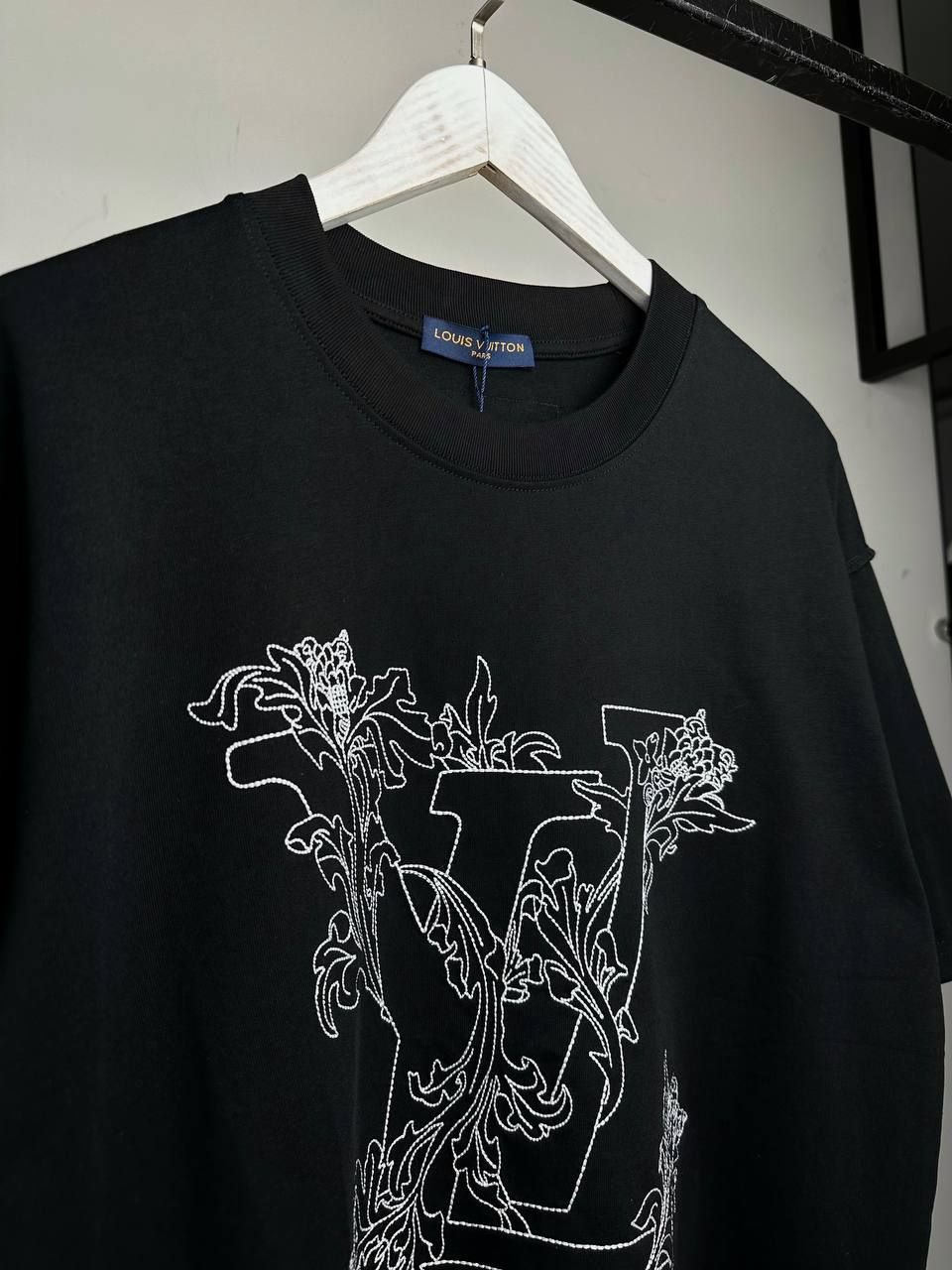 T-shirt black with white embroidery, S