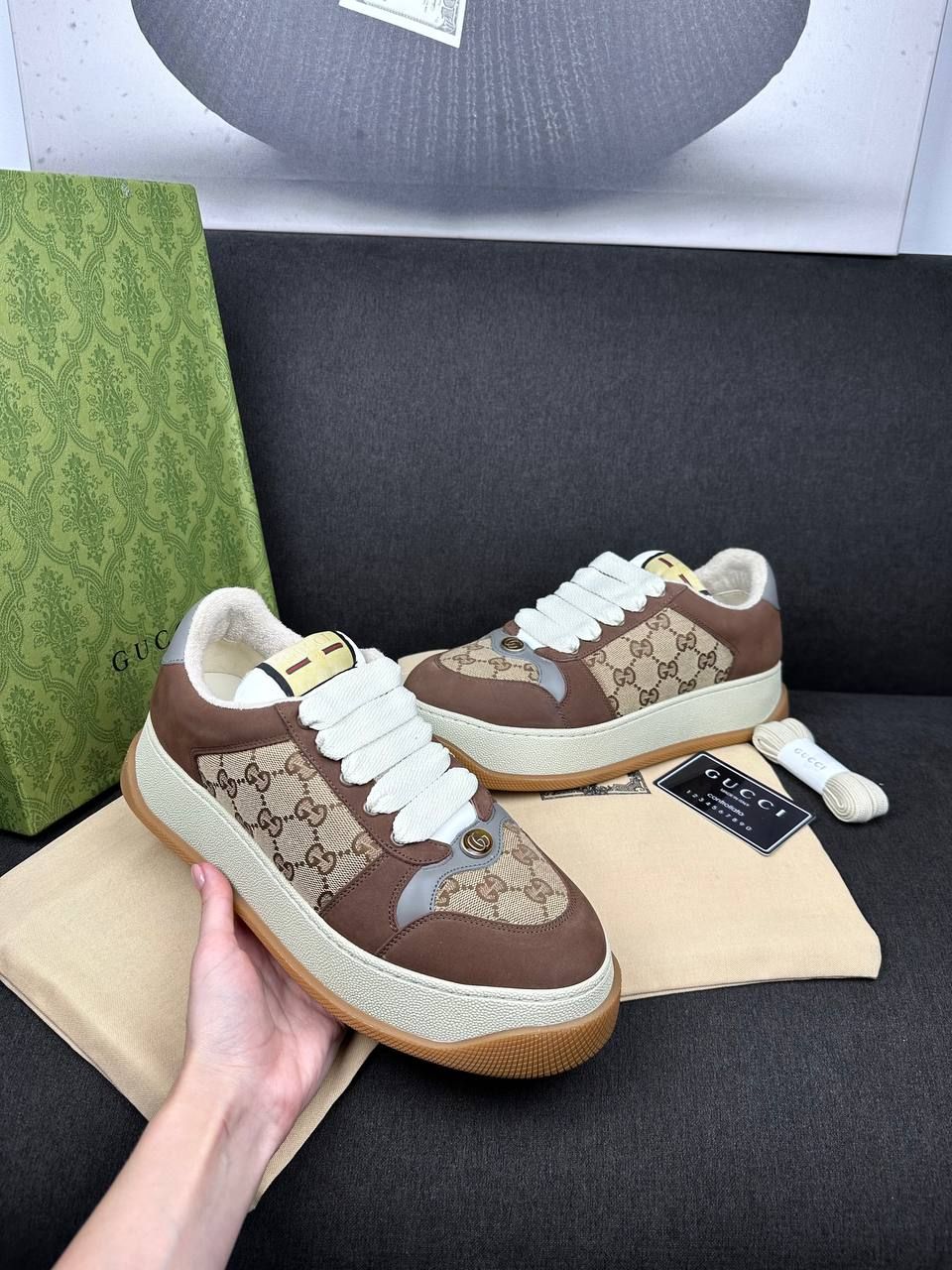 Brown sneakers with logos, Out of stock, 42