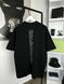 Black T-shirt with vertical inscription on the back, L