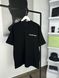 Black T-shirt with vertical inscription on the back, L