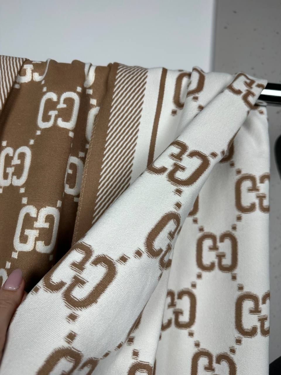 Beige scarf with brown logos, Out of stock